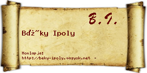 Béky Ipoly névjegykártya